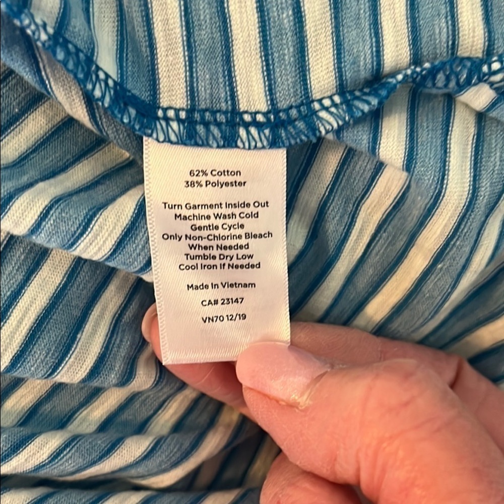 Talbots Blue and White Striped Short Sleeve Tee NWOT - Picture 7 of 7